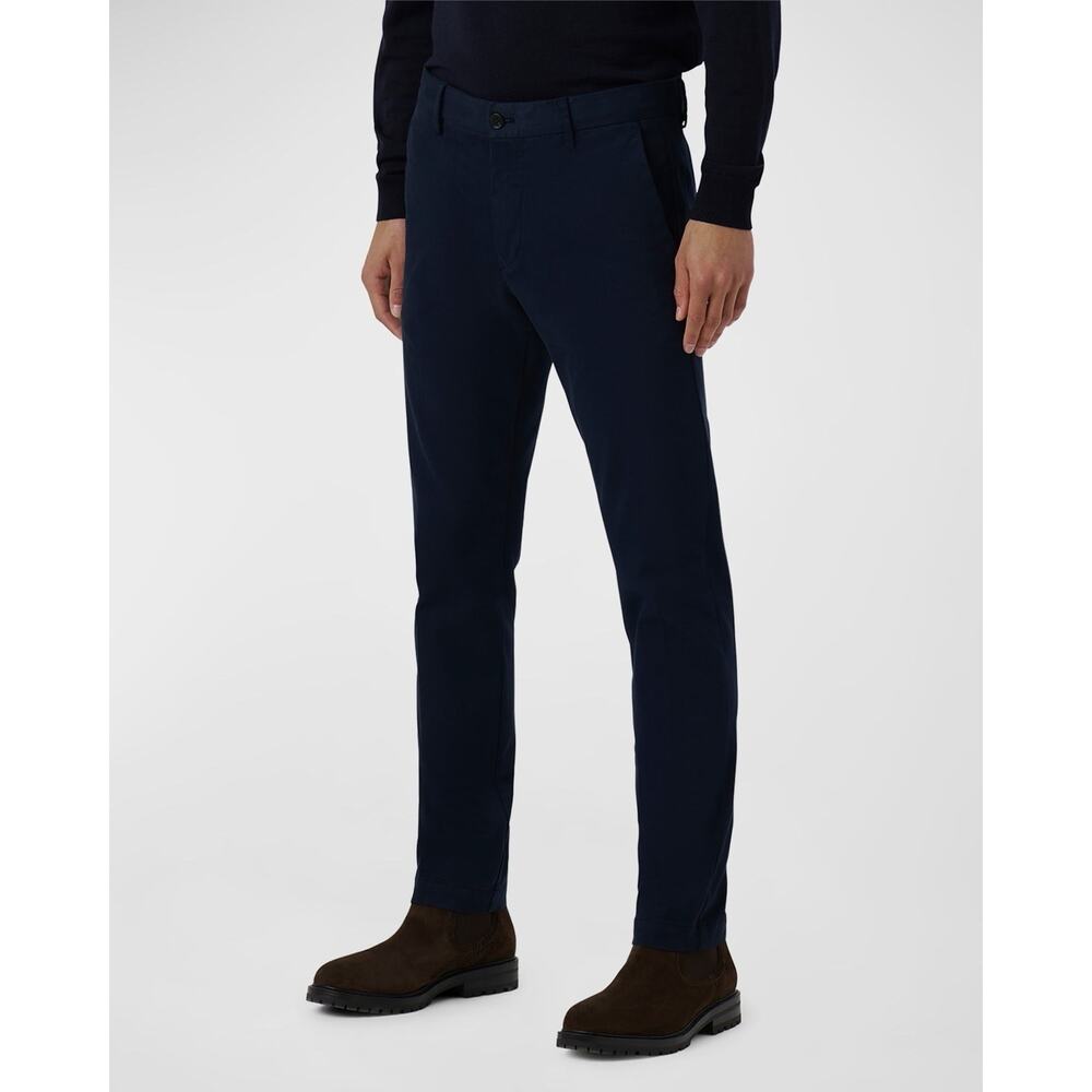 NWT BUGATCHI Men's Slim-Straight Stretch Chino Pants Navy Blue 32 New Tags